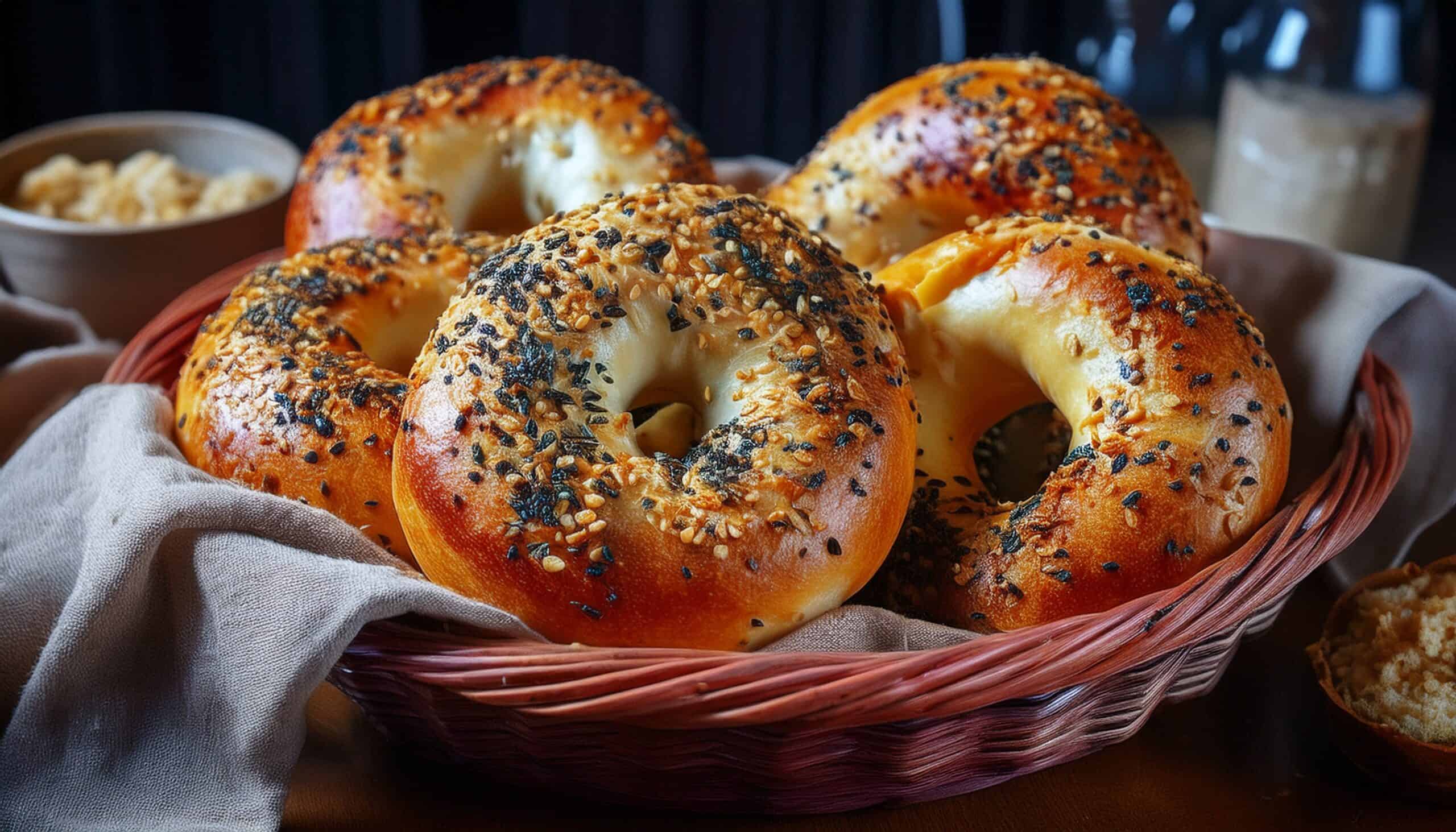 Fresh Bagels in a basket