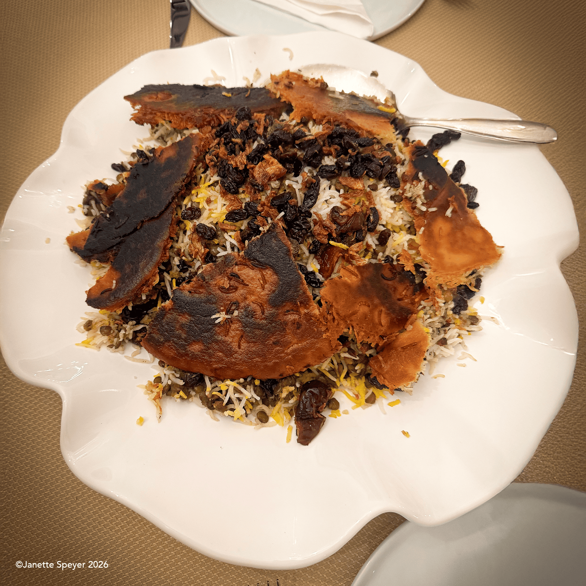 Ancient-Food-Culture-Tahdig. Traditional Tahdig "bottom of the pot" Persian cuisine