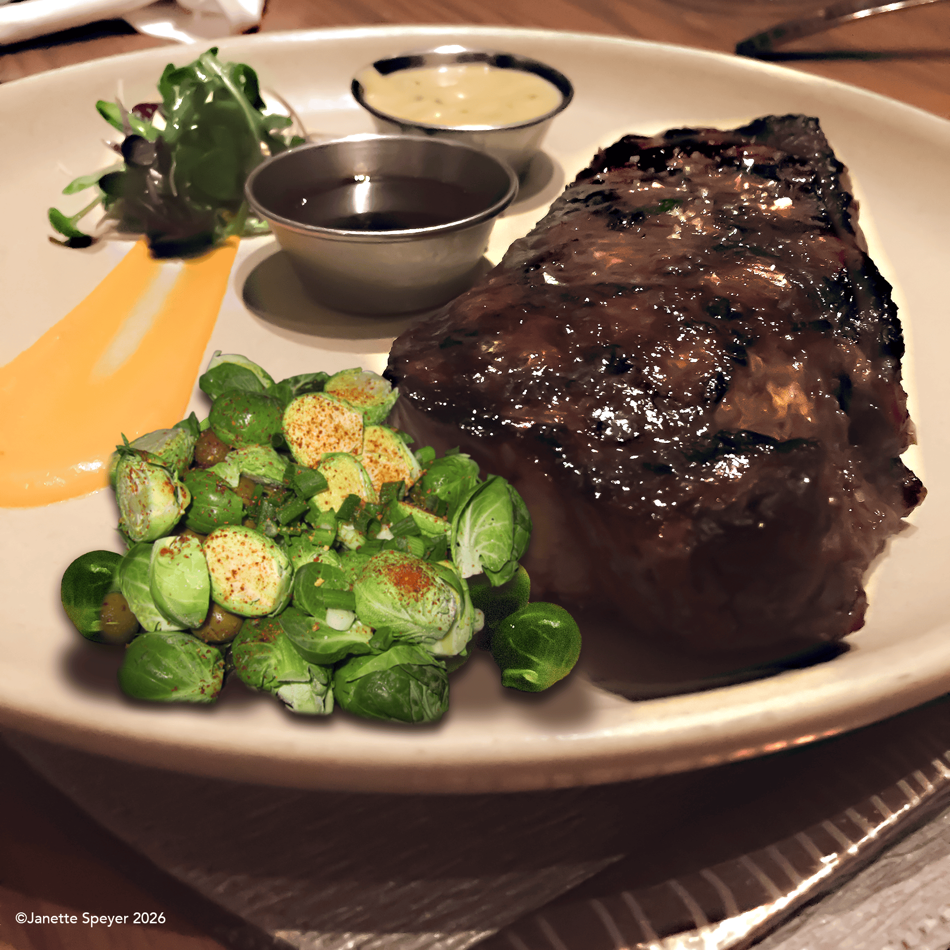 Why is beef called beef but chicken stays chicken? Steak and vegetable dinner
