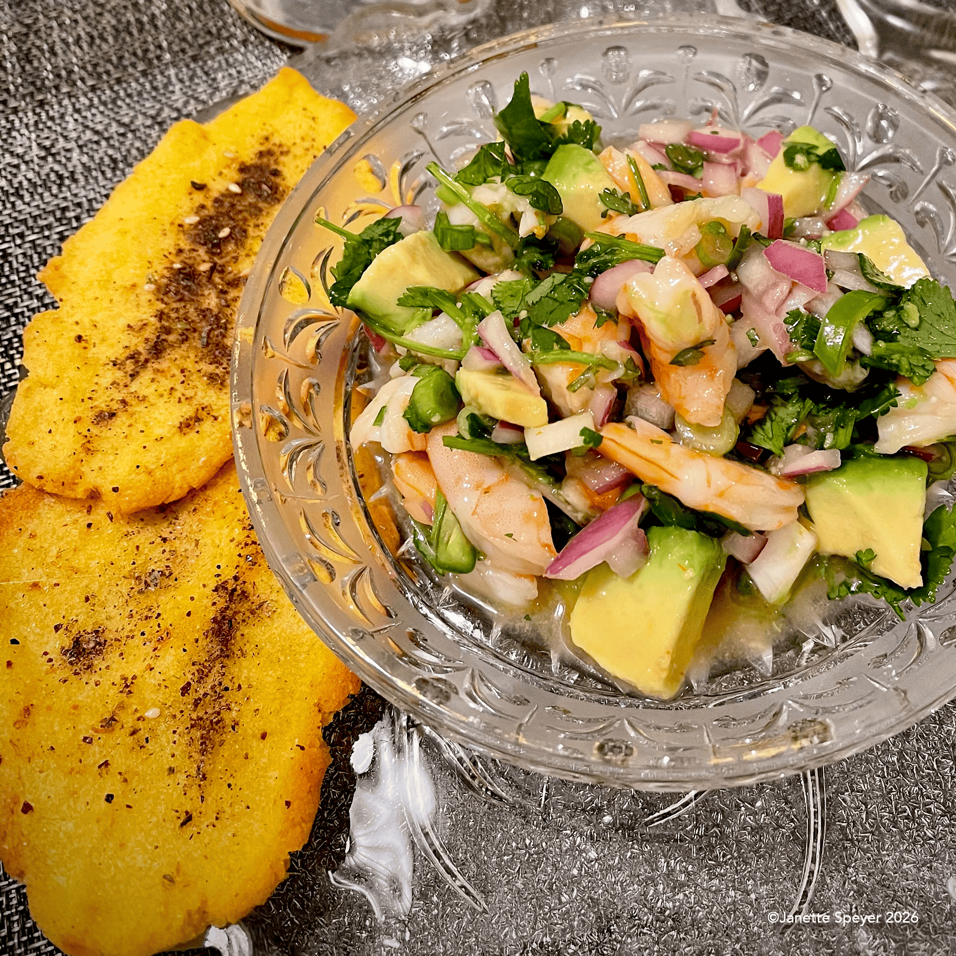 Banana Plantain with shrimp ceviche