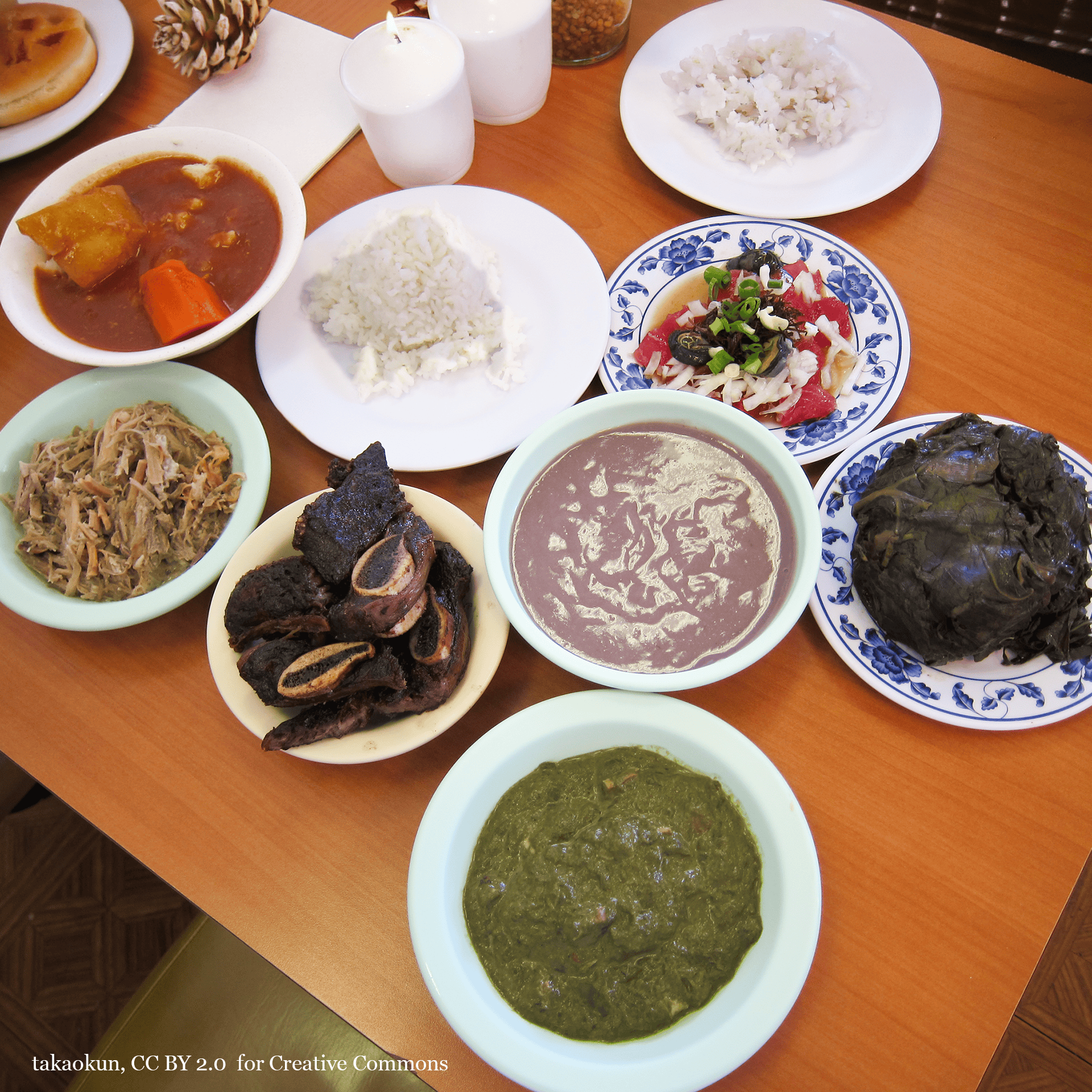 Hawaiian Luau buffet with traditional foods