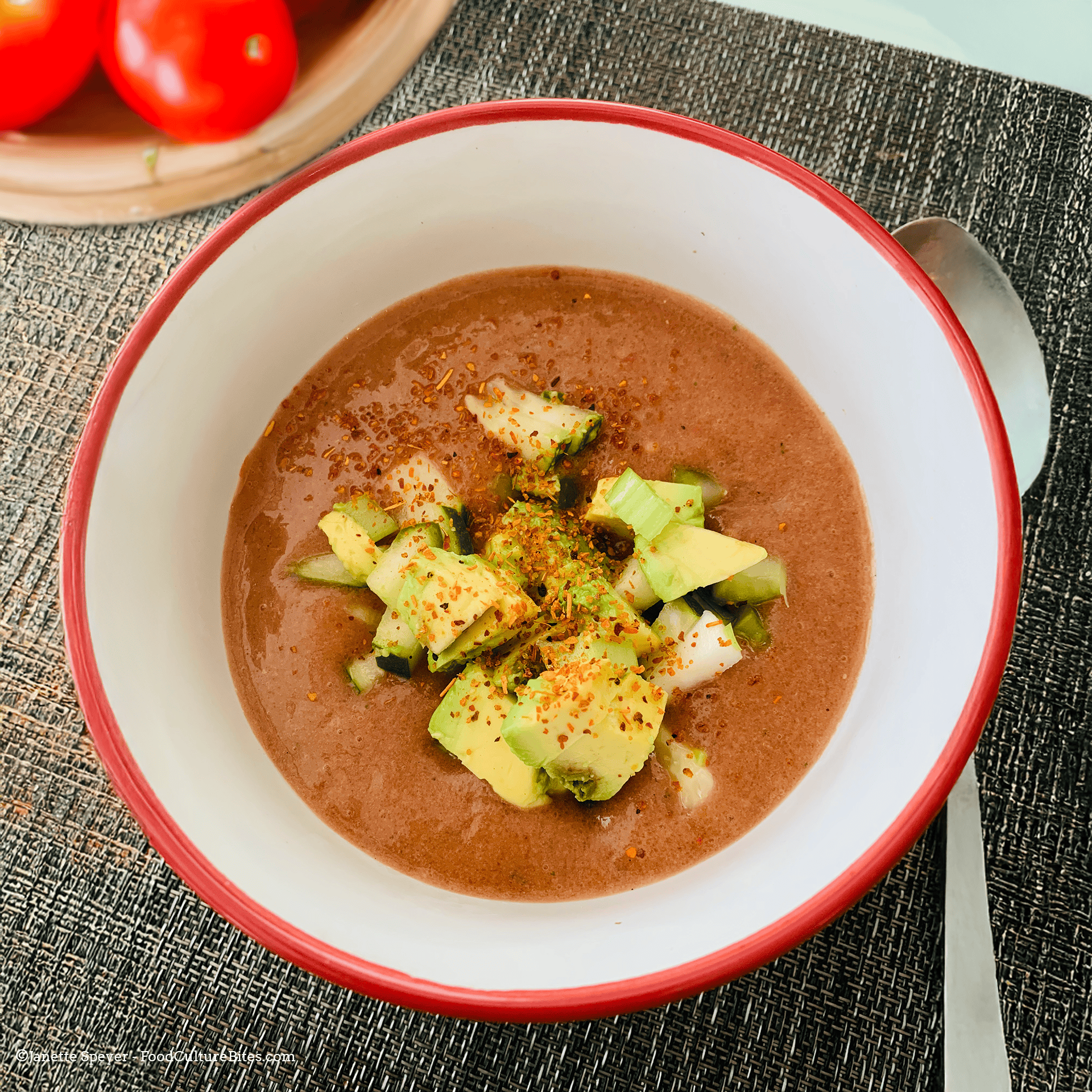 Gazpacho with garnishes